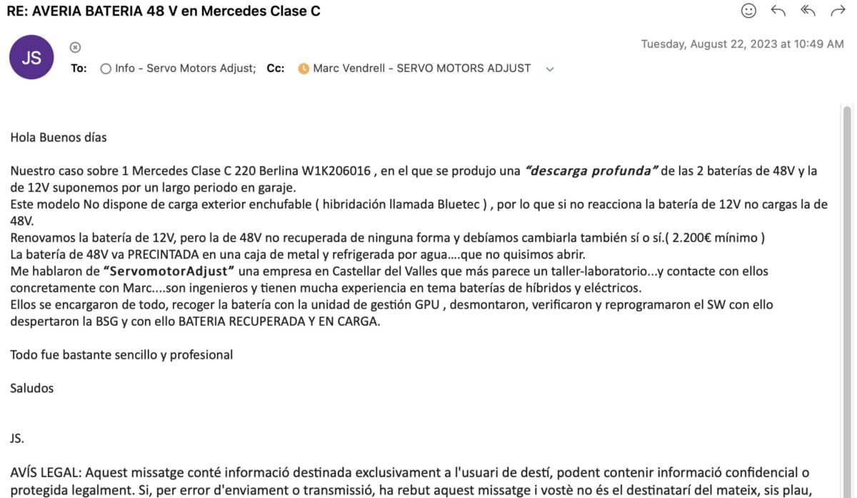 MercedesBenz 48V mildhybrid battery repair Servomotors